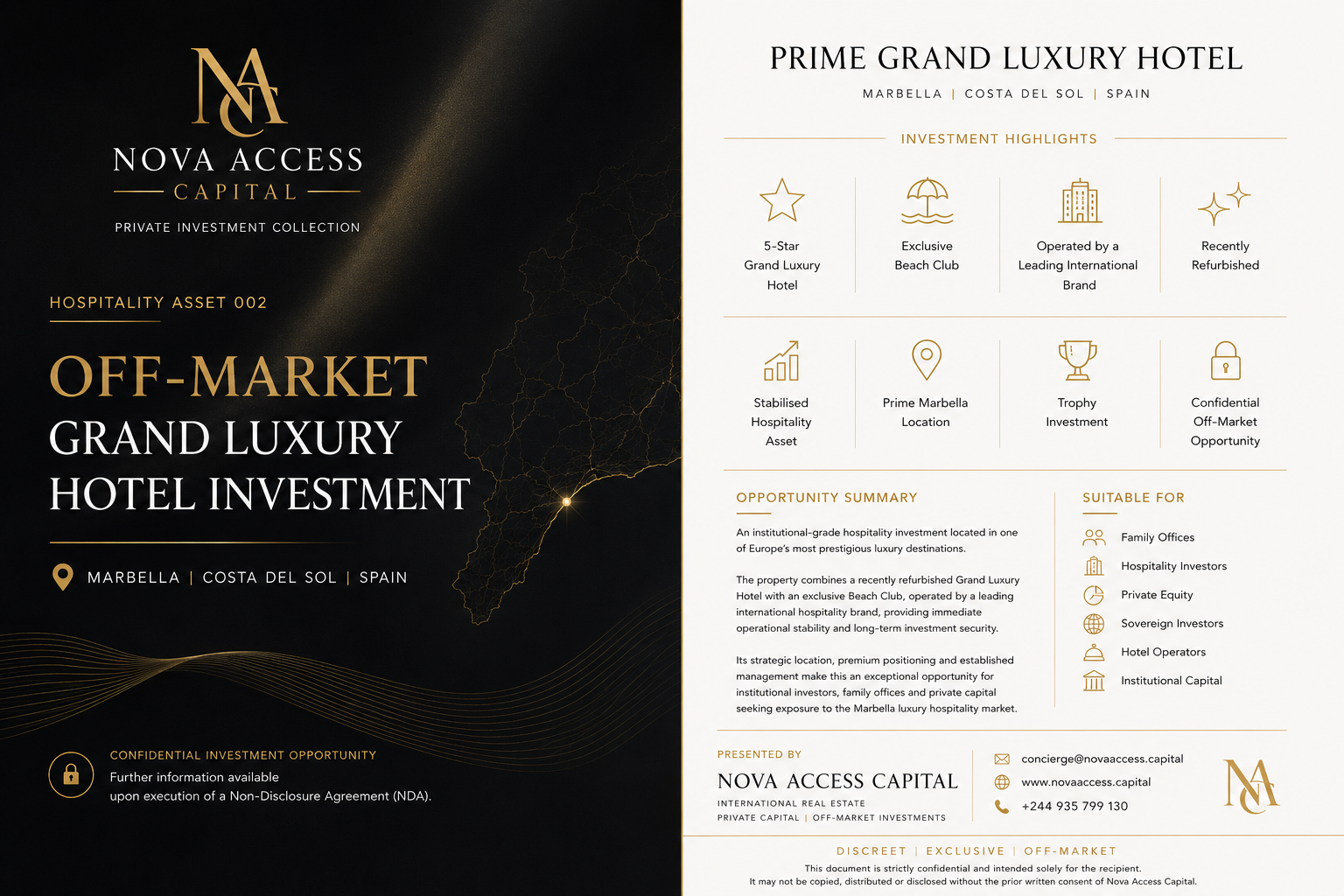 Off-Market Grand Luxury Hotel Investment